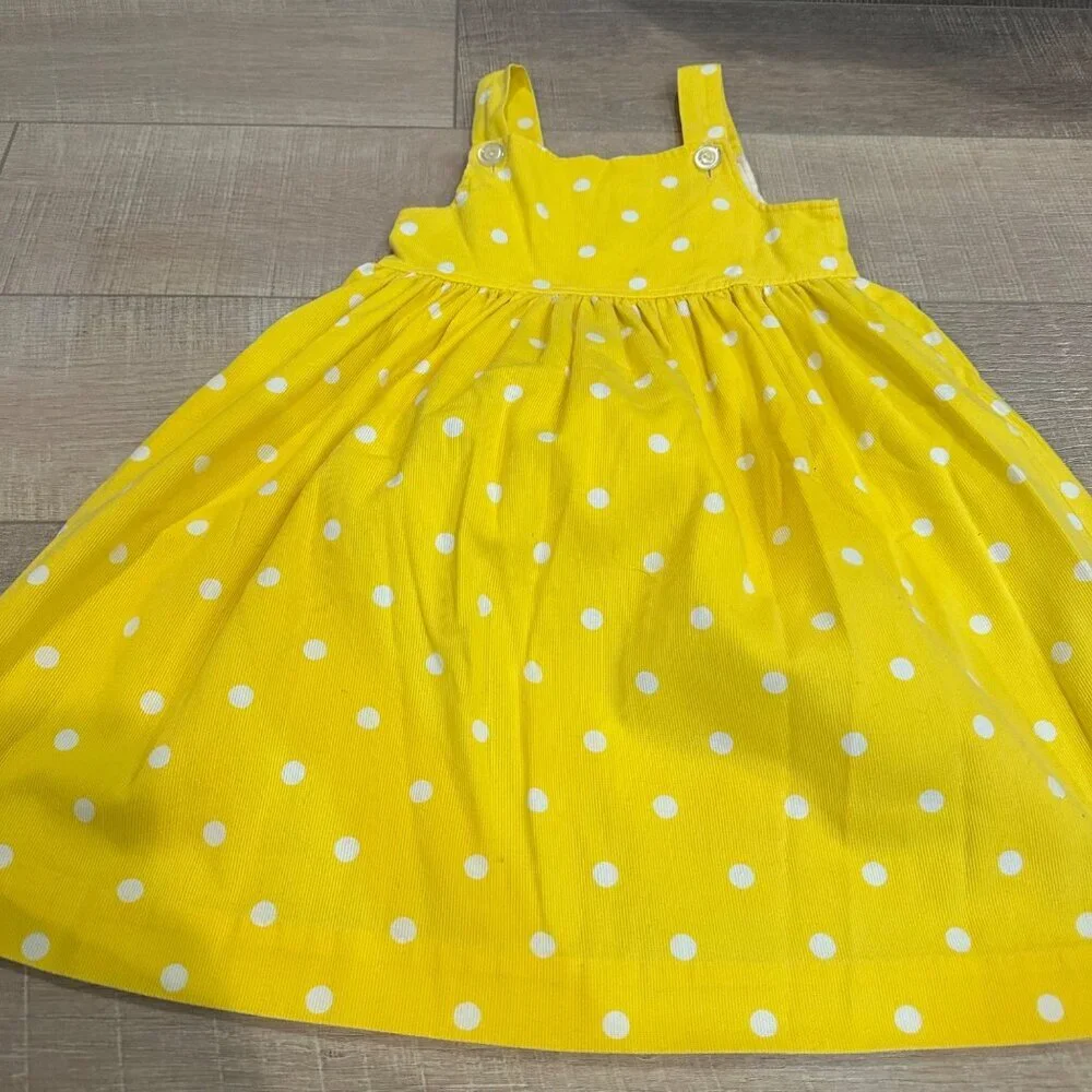 KELLY'S KIDS YELLOW WHITE KITTEN KITTY JUMPER DRESS VINTAGE SIZE 5 GIRLS